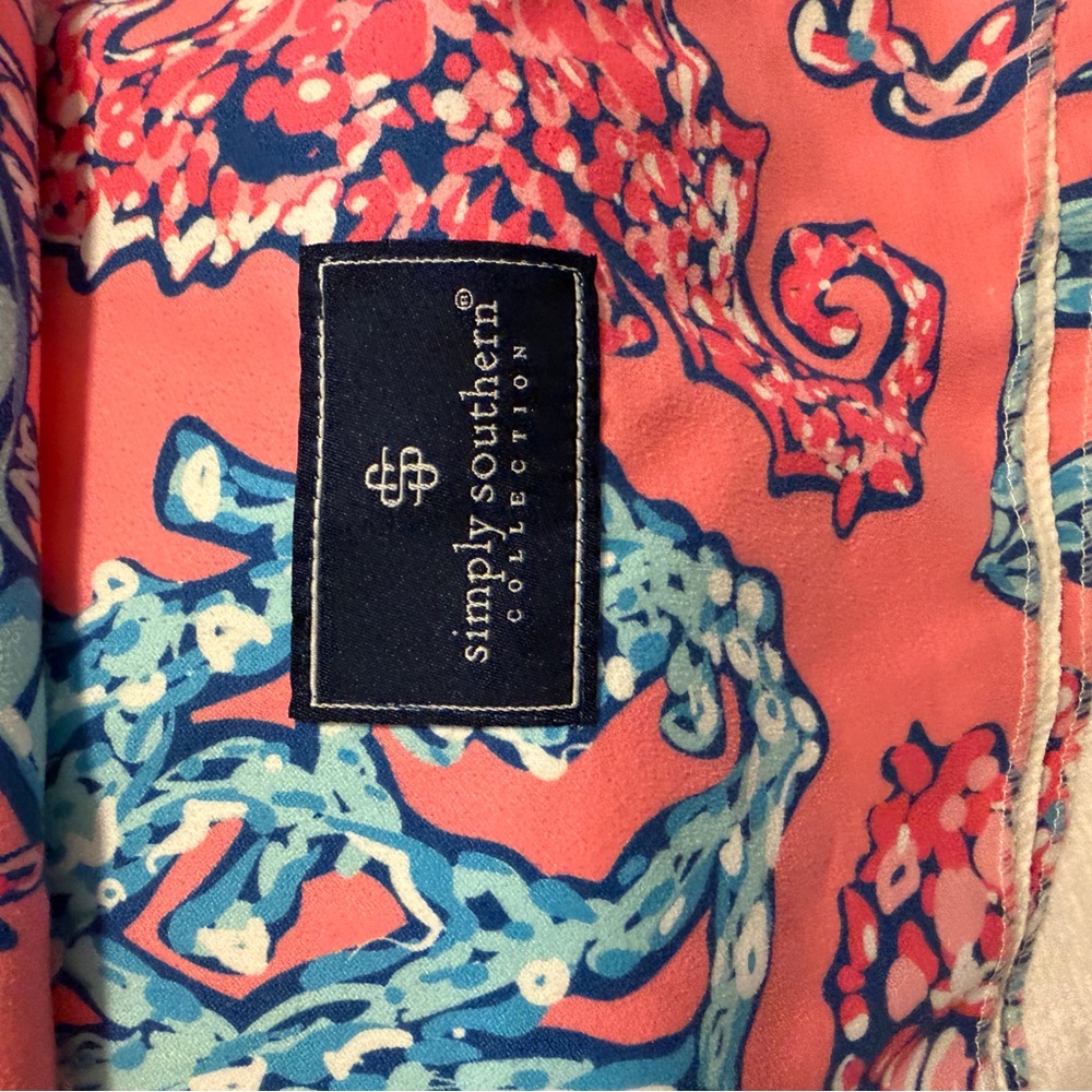Simply Southern Coral Pink and Blue seahorse beach towel